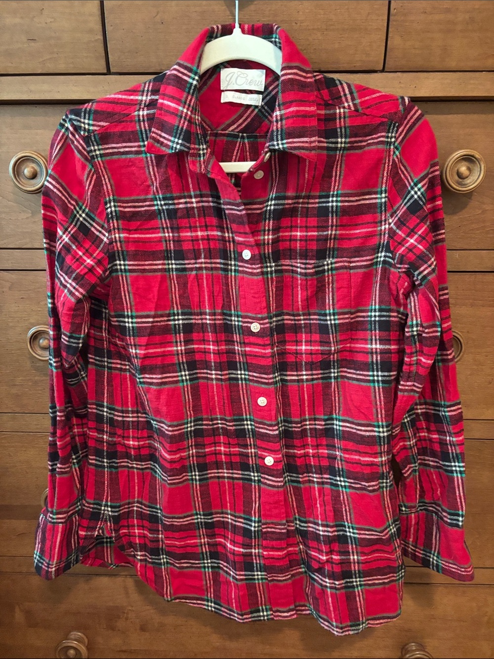 J. Crew women’s flannel sz 0 Red navy Plaid Button-Down Shirt